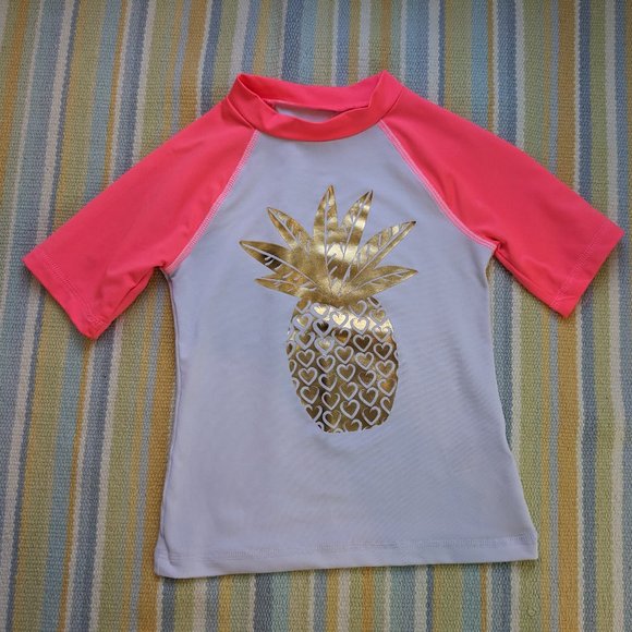 🛍️ BUNDLE ONLY | Girls Cat & Jack Pineapple Rash Guard XS 4/5 - Picture 1 of 5